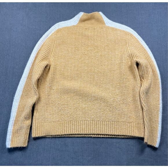 Abercrombie‎ Fitch Mock Neck Stripe Sleeve Sweater Womens XL Yellow Y2K Varsity - Picture 7 of 8